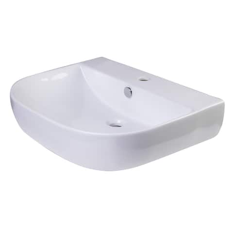 Alfi White Porcelain 24-inch D-bowl Wall-mounted Bath Sink