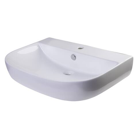 Alfi AB112 White Porcelain 28-inch Wall-mounted D-Bowl Bath Sink