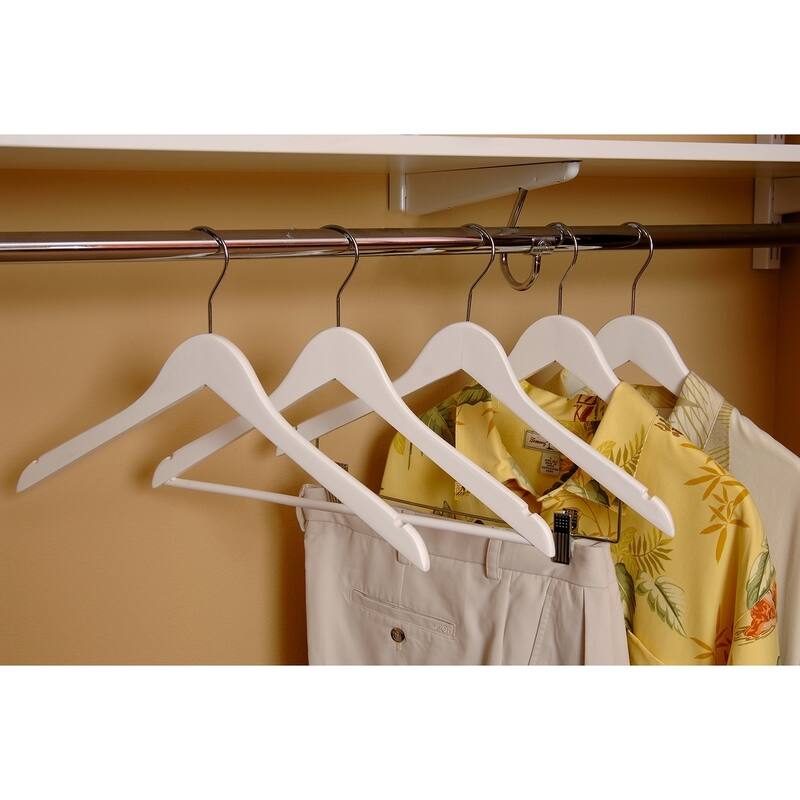 White Top Hanger with Notches and Inset Rubber Strips