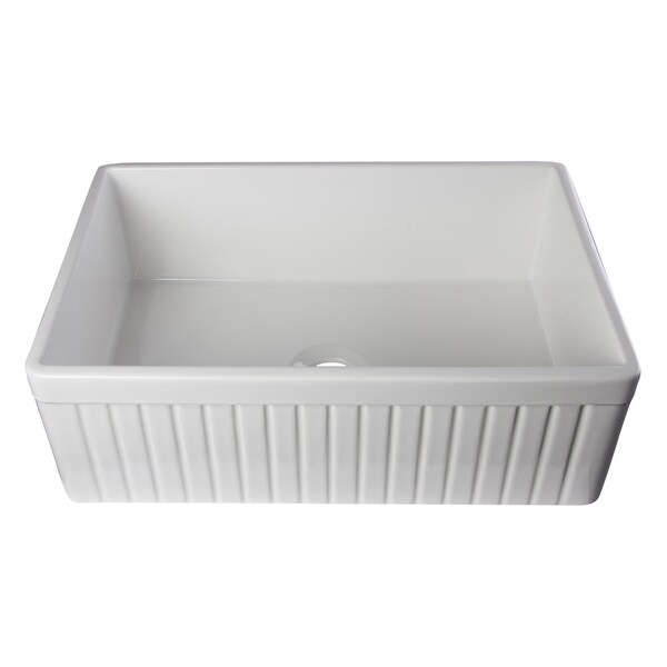 ... White Fireclay 30-inch Fluted Single-bowl Farmhouse Kitchen Sink