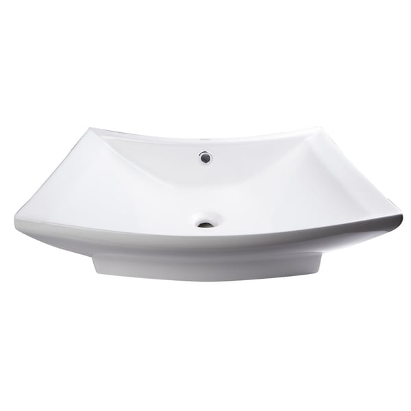 Eago Ba142 Rectangular White Porcelain 28 Inch 1 Hole Bathroom Vessel Sink
