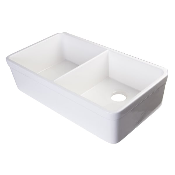 Alfi White Fireclay 32 Inch Double Bowl Farmhouse Kitchen Sink Alfi White Fireclay 32 Inch Double Bowl Farmhouse Kitchen Sink With 1 3 4