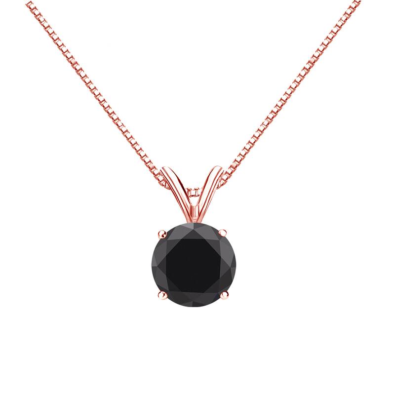 Auriya 14k Gold 1 1/2ctw Solitaire Black Diamond Necklace Bezel-set