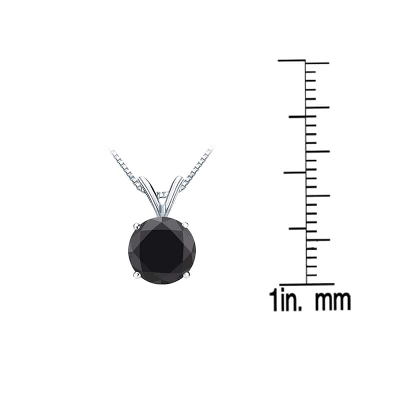 Auriya 14k Gold 1 1/2ctw Solitaire Black Diamond Necklace Bezel-set