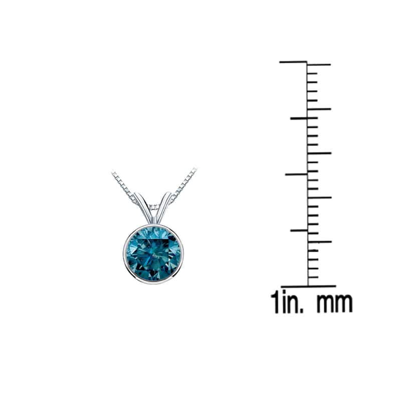 Auriya 14k Gold 1ctw Bezel-set Solitaire Blue Diamond Necklace (I1-I2)