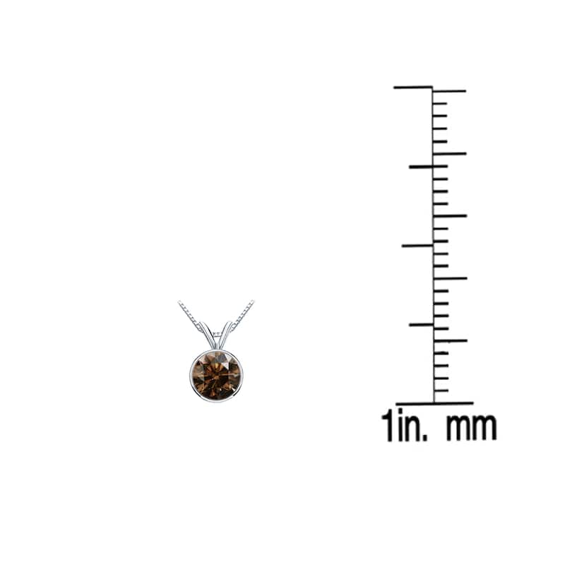 Auriya 14k Gold 1/4ct TDW Round Bezel-Set Brown Diamond Solitaire Necklace (SI1-SI2)