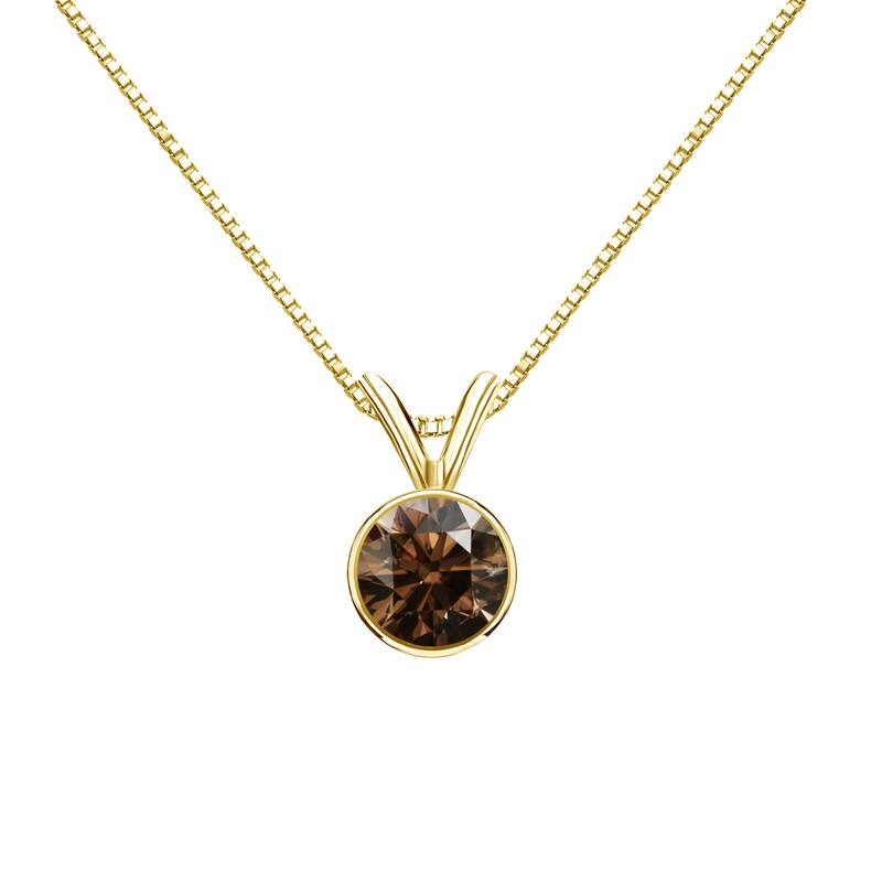 Auriya 1/2ctw Solitaire Brown Diamond Necklace 14k Gold Bezel-set (SI1-SI2) - Yellow