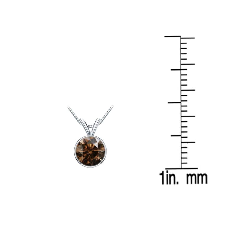Auriya 14k Gold 3/4ct TDW Round Bezel-Set Brown Diamond Solitaire Necklace (SI1-SI2)
