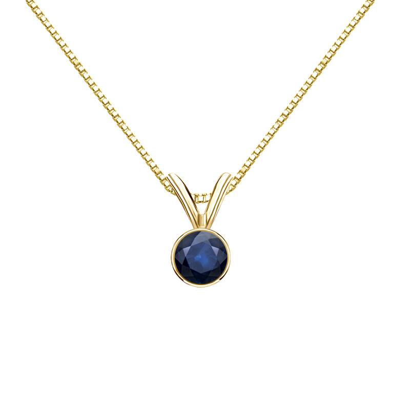 Auriya 14k Gold Bezel-set Sapphire Solitaire Necklace 1/4ctw - Yellow