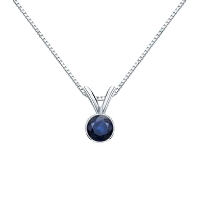 Auriya 14k Gold Bezel-set Sapphire Solitaire Necklace 1/4ctw