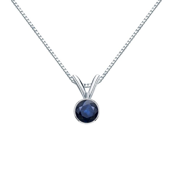 Auriya 14k Gold Bezel-set Sapphire Solitaire Necklace 1/4ctw. Opens flyout.