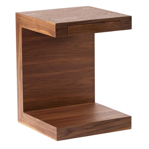 Urban Designs Open C Design Walnut Finish MDF Side Table/Nightstand