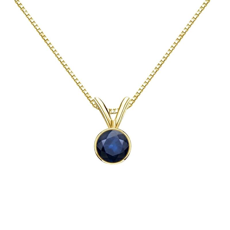 Auriya 14k Gold Bezel-set Sapphire Solitaire Necklace 1/3ctw - Yellow