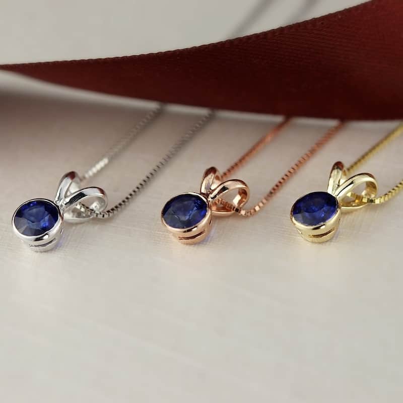 Auriya 14k Gold Bezel-set Sapphire Solitaire Necklace 1/3ctw