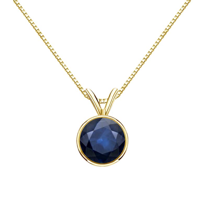 Auriya 14k Gold Bezel-set Sapphire Solitaire Necklace 1ctw - Yellow