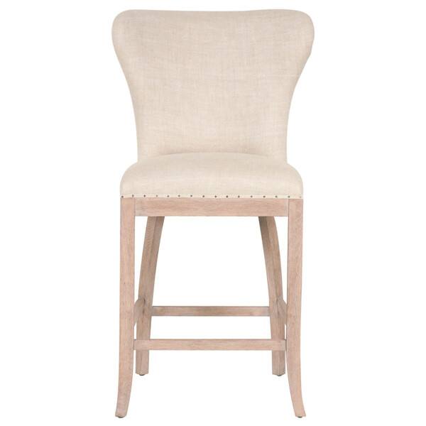 Gray Manor Kelsey Beige Fabric Counter Stool with Solid Oak Frame ...