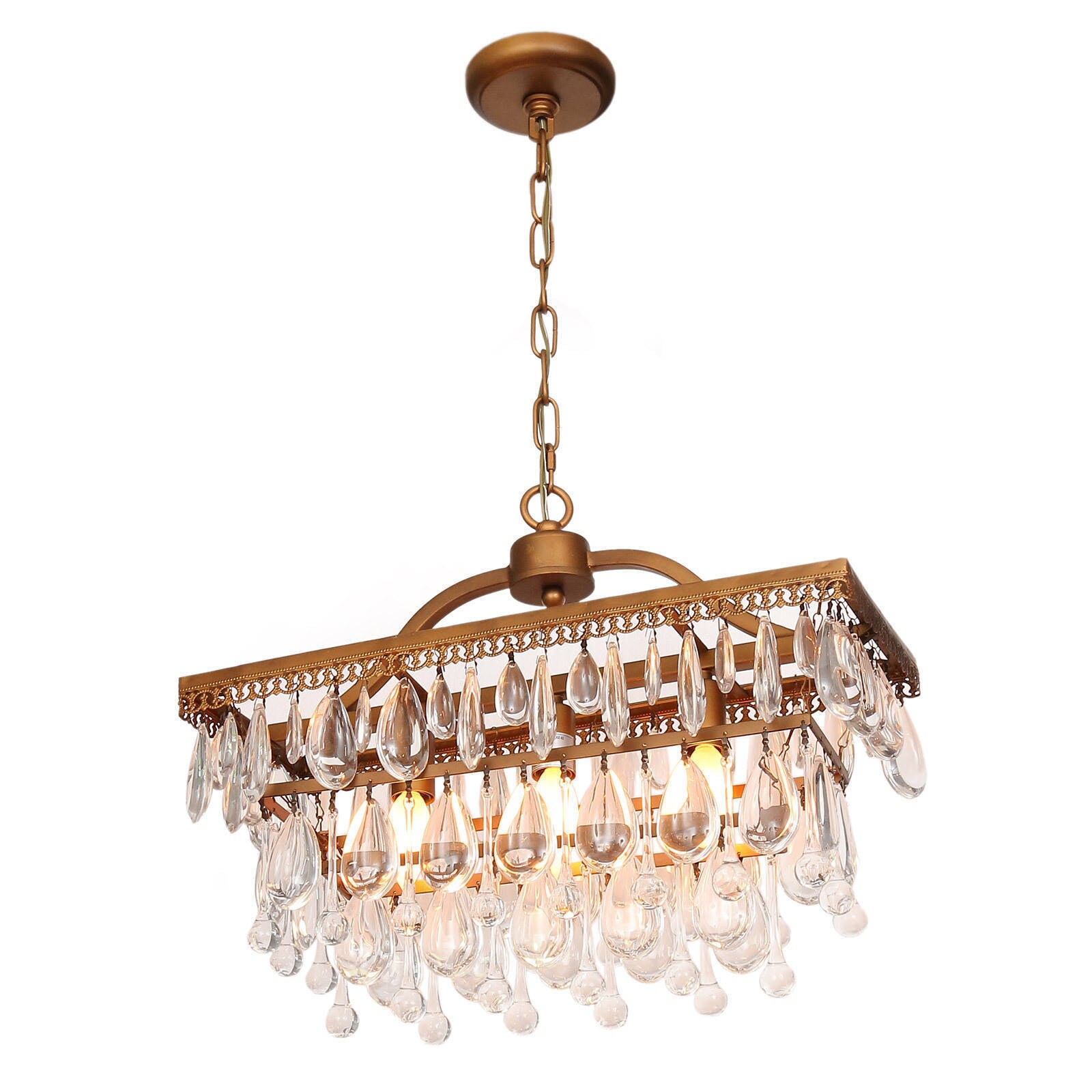 Crystal Tear Drop Antique Gold Chandelier - Chandeliers For Bedrooms by Overstock.com