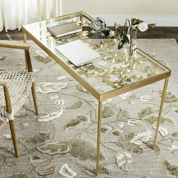 Safavieh Otto Ginkgo Leaf Antique Gold Leaf Desk