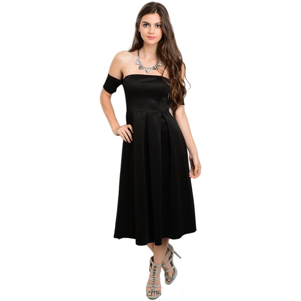 off the shoulder a line midi dress