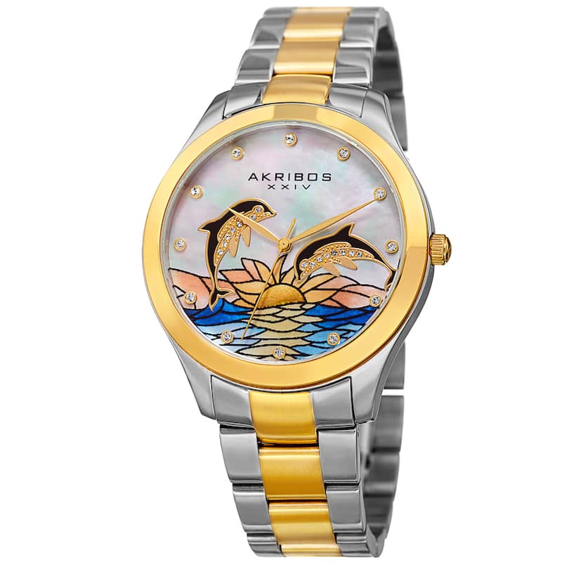 Akribos XXIV Women's Quartz Swarovski Crystal Watch with Stainless Steel Bracelet