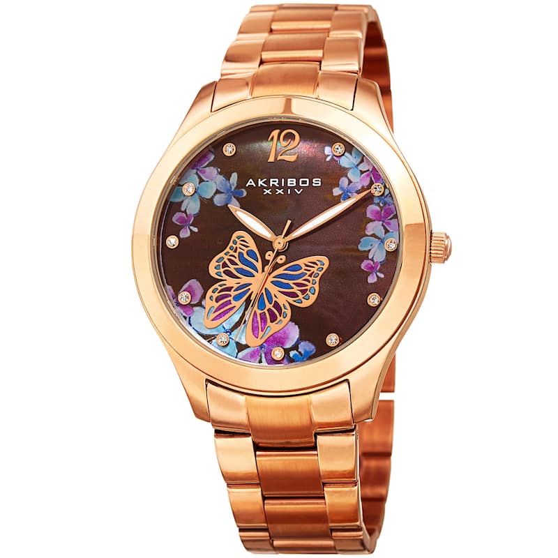 Akribos XXIV Women's Quartz Swarovski Crystal Watch with Stainless Steel Bracelet