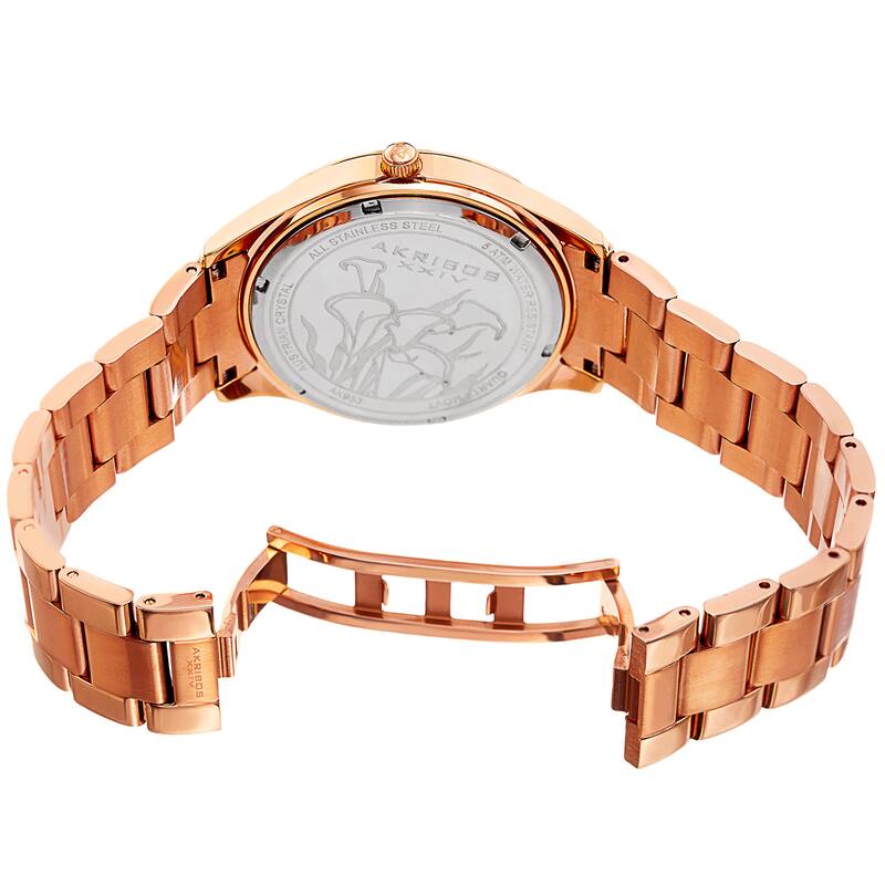 Akribos XXIV Women's Quartz Swarovski Crystal Rose-Tone Stainless Steel Bracelet Watch
