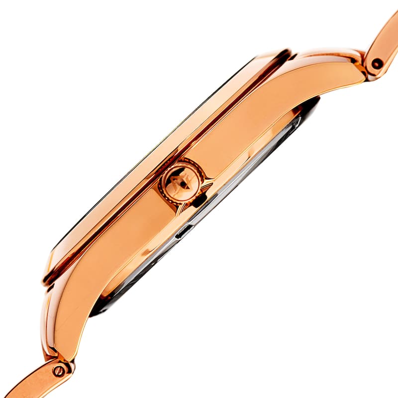 Akribos XXIV Women's Quartz Swarovski Crystal Rose-Tone Stainless Steel Bracelet Watch