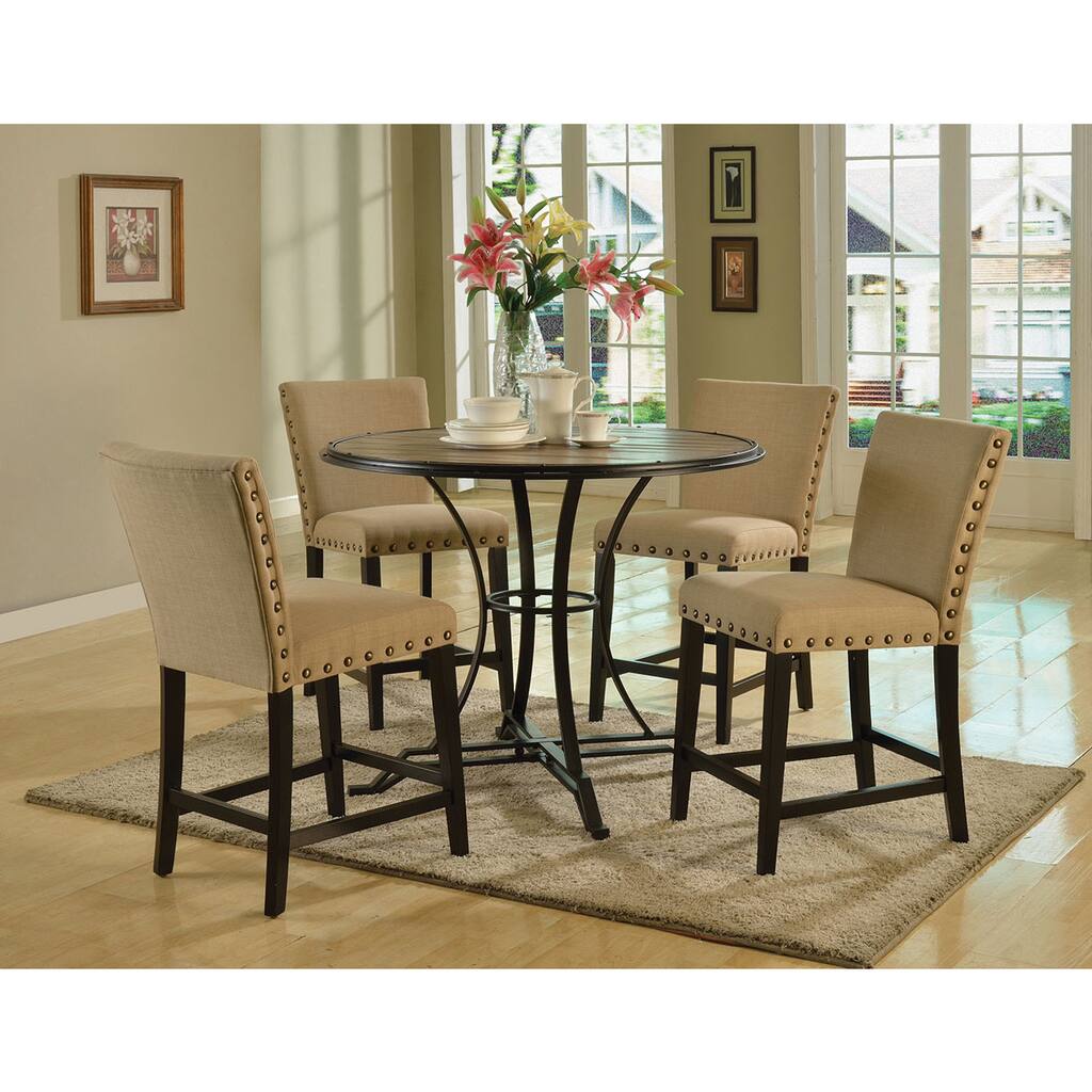 Byton Counter Height Table, Antique Light Oak & Black