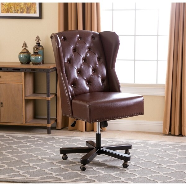 Shop Abbyson Maxwell Light Brown Leather Office Chair - Overstock