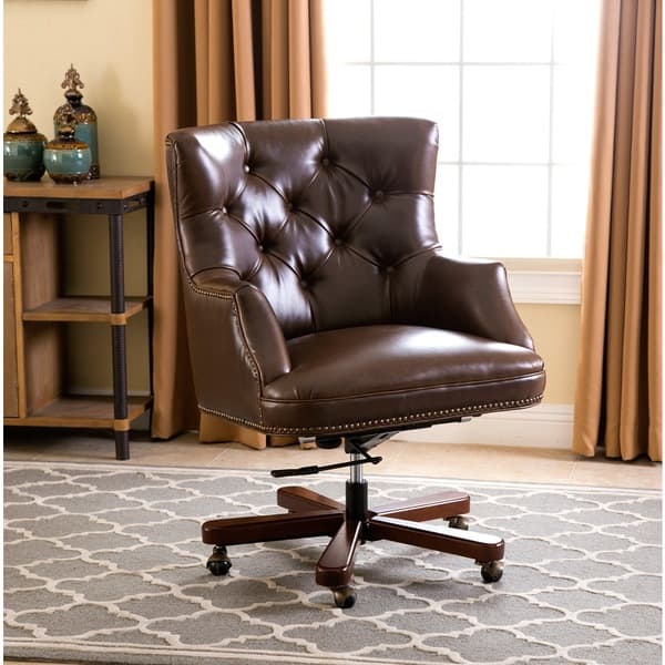 Abbyson Roosevelt Brown Leather Office Chair - Bed Bath & Beyond