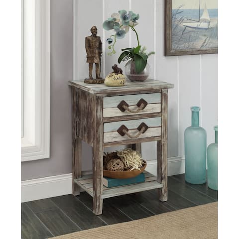 Somette Two Drawer Accent Table, Islander Multicolor - 18"L x 13"W x 26"H