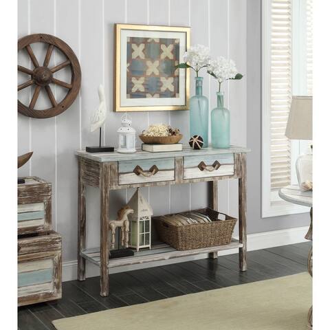 Somette Two Drawer Console Table, Islander Multicolor - 42.5"L x 15.5"W x 32.5"H
