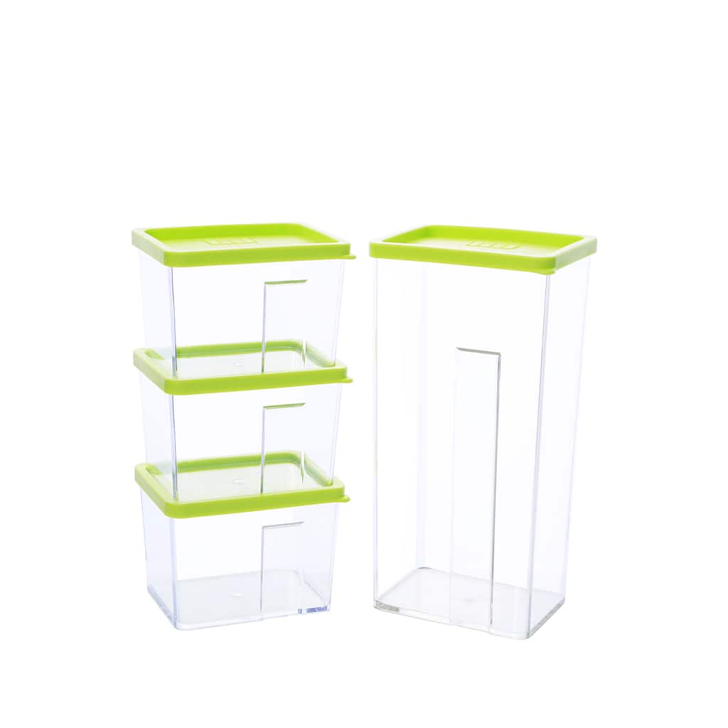 Kinetic GoGreen StackSmart Rectangular Stackable Food Storage Container Set with Green Lid (8 Pack)