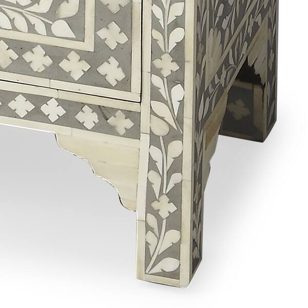 Shop Handmade Butler Vivienne Grey Bone Inlay Accent Chest India