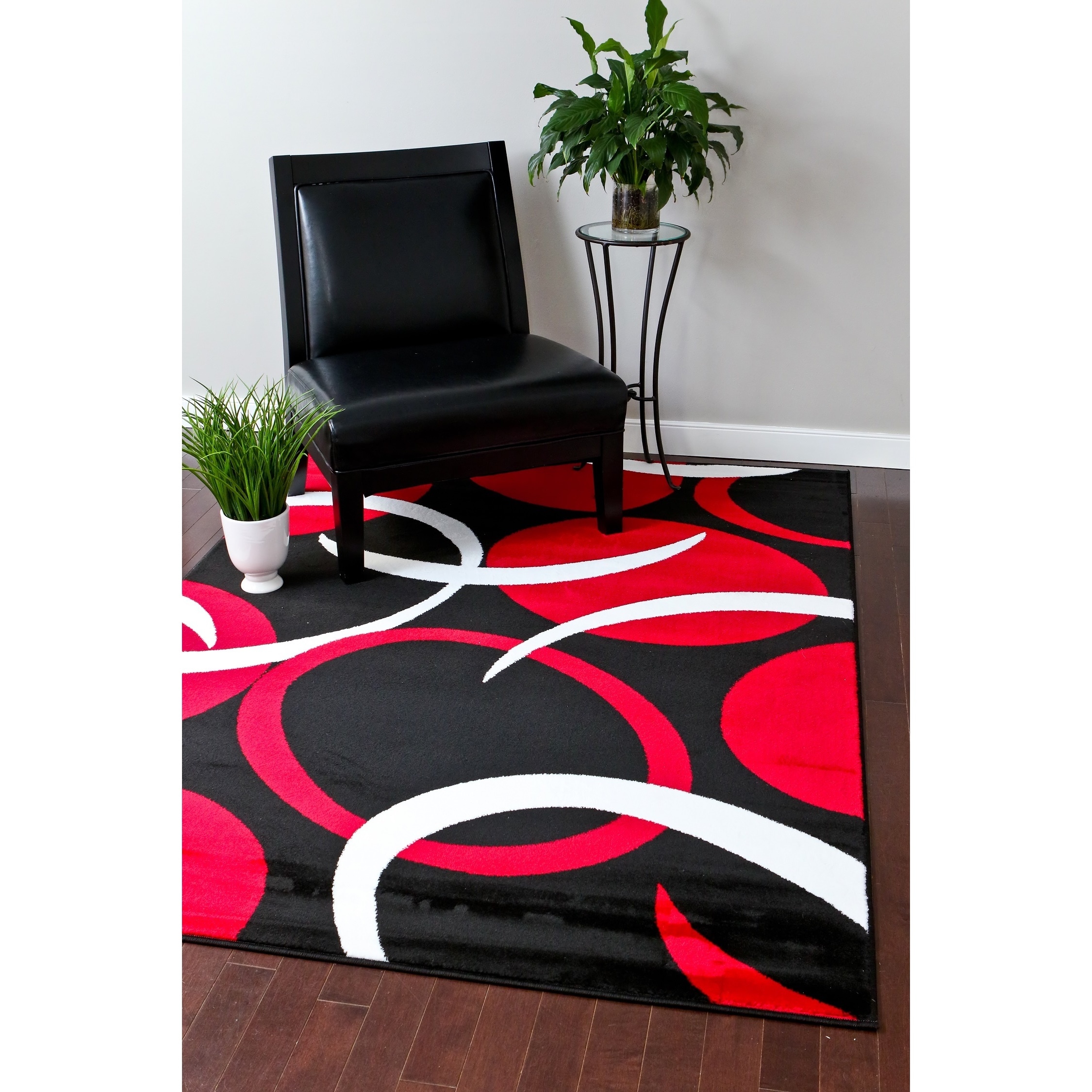 Shop Persian Rugs Modern Trendz Red White Black Abstract Area