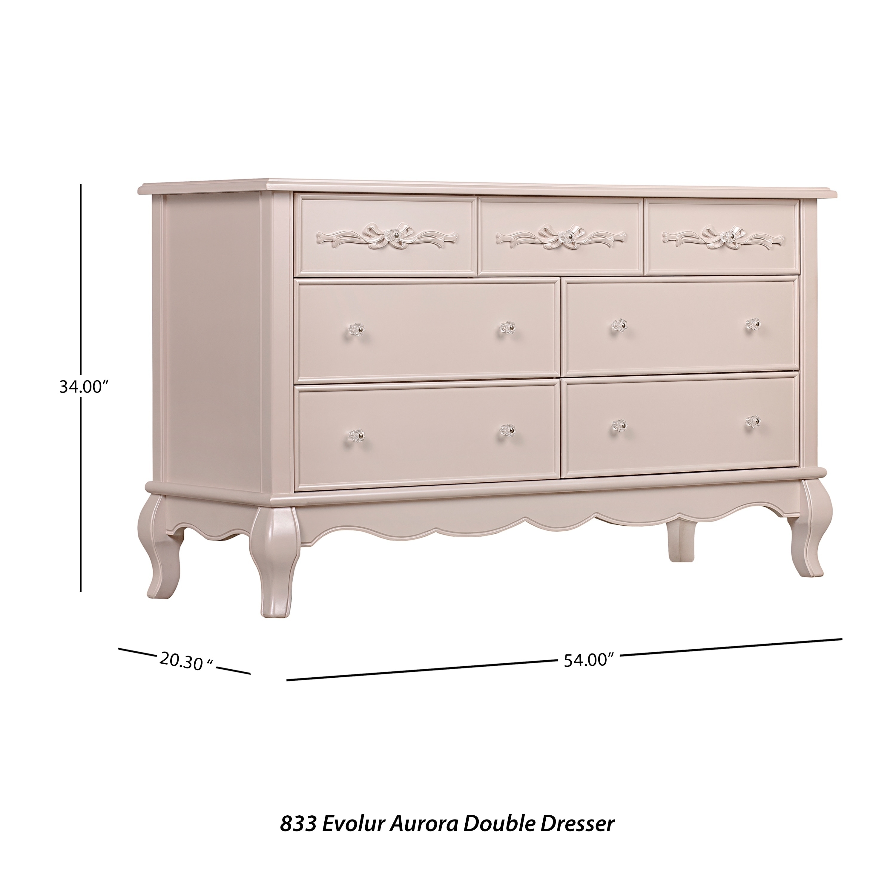 evolur aurora 7 drawer double dresser