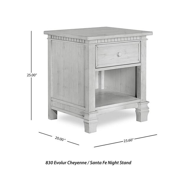 Evolur Cheyenne Santa Fe Collection White Wood Nightstand