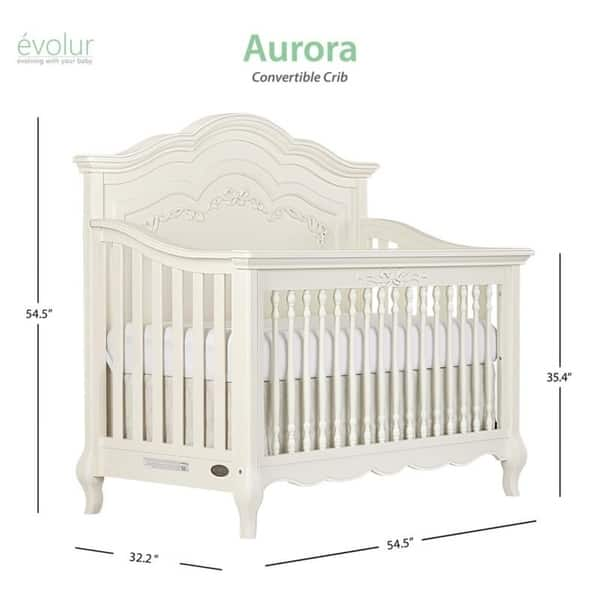 dimension image slide 1 of 2, Evolur Aurora 5 in 1 Convertible Crib