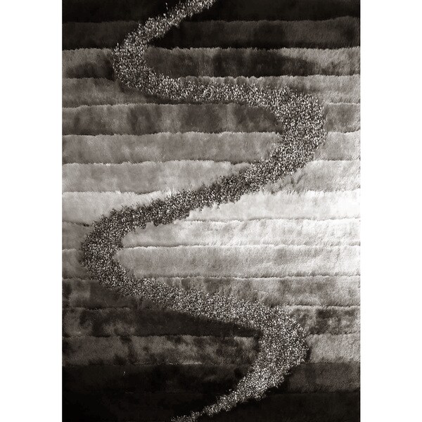 Shop White/Black/Grey/Silver Sdesign Shag Area Rug 5' x 7' On Sale