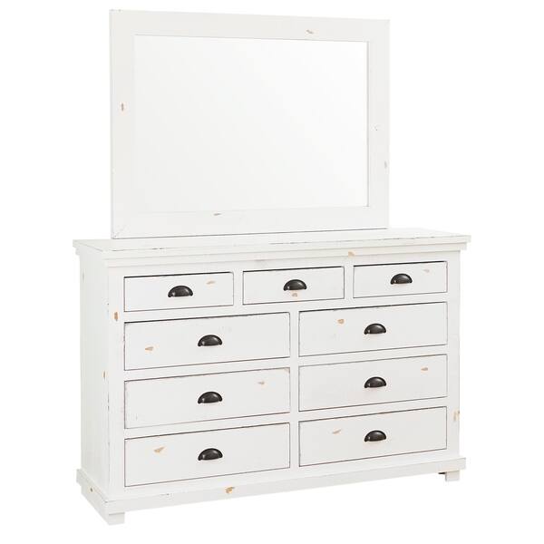 Shop Willow Distressed White Pine And Veneer 9 Drawer Dresser And