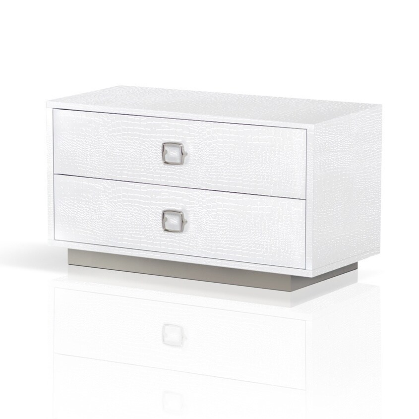 Shop A X Victoria Modern White Crocodile Wood Nightstand Overstock 12079618