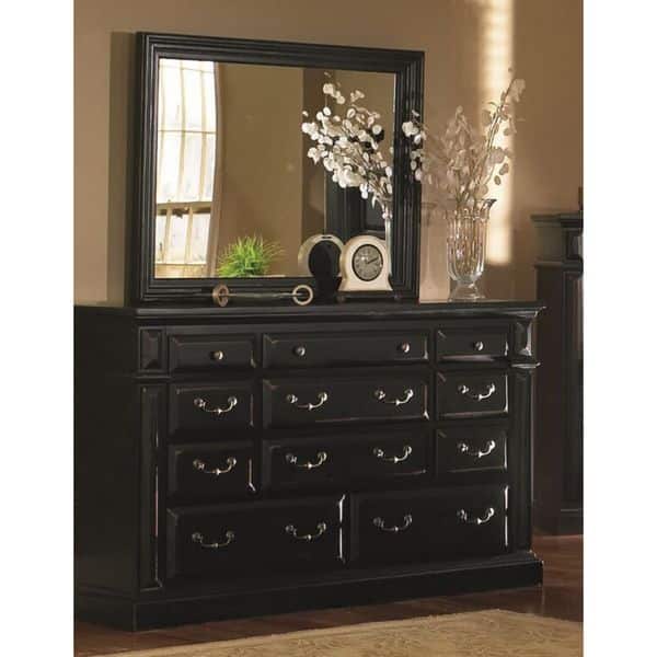 Progressive Torreon Antique Black Pine Wood and Veneer 6-drawer Dresser and  Mirror - Bed Bath & Beyond - 12079759