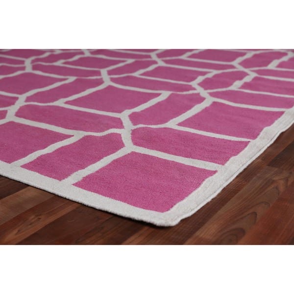 Exquisite Rugs Octagon Dhurrie Pink New Zealand Wool Rug 5 X 8 5 X 8 Overstock 12080027