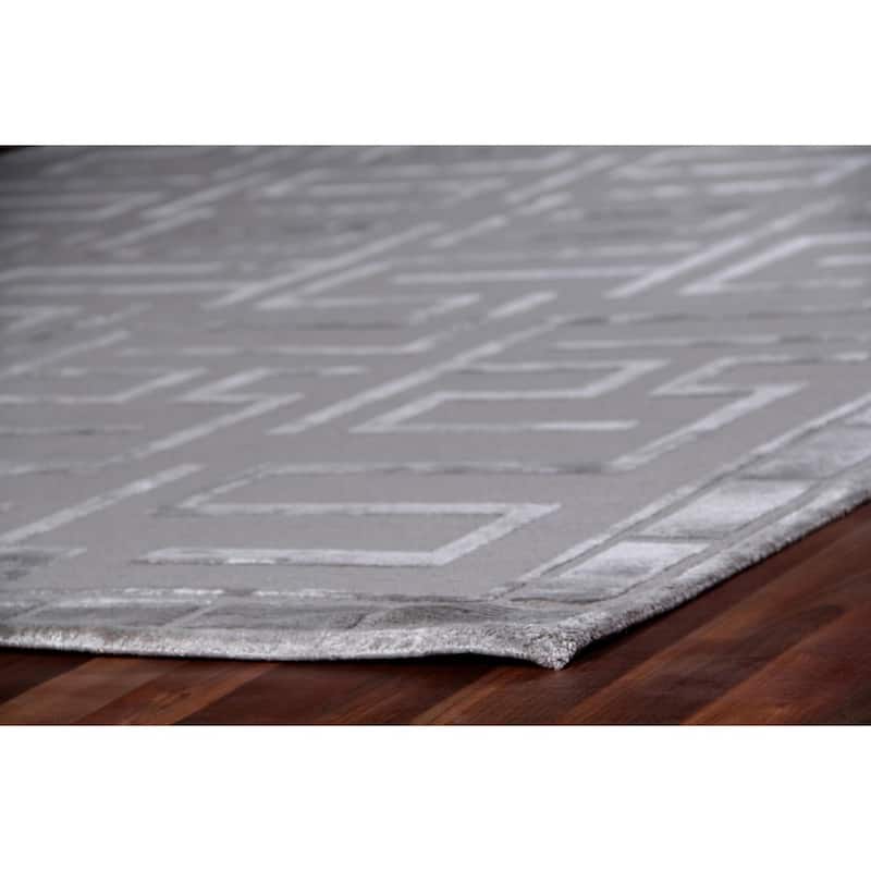 Exquisite Rugs Metro Velvet Silver New Zealand Wool and Silk Rug (10' x 14'). - 10' x 14'