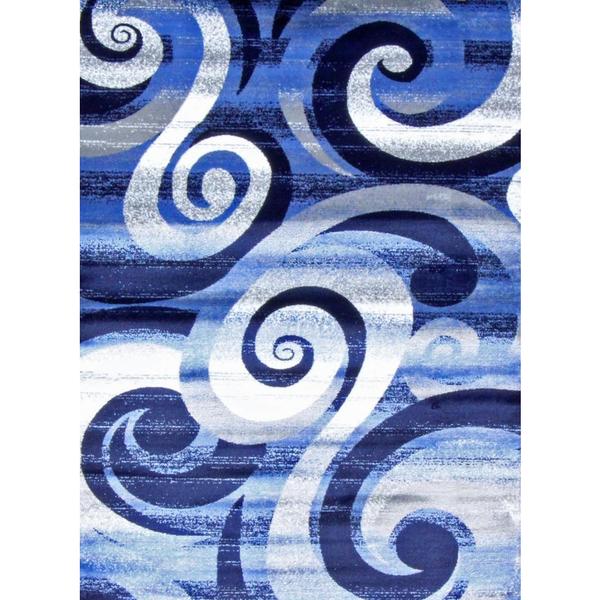 Shop Persian Rugs Modern Trendz Blue/Grey/White/Black Polypropylene Area Rug 5'2 x 7'2 On