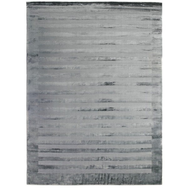 Exquisite Rugs Wide Stripe Gray Blue Viscose Rug (15' X 20 ...