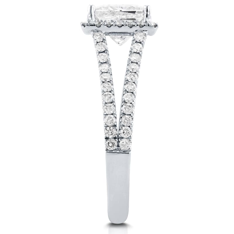 Kobelli 2.25 Carats Natural Diamond Certified 14k Solid White Gold Princess Square Halo Long Split Shank Half Eternity Ring