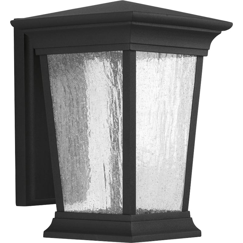 Arrive LED Black Clear Seeded Glass Modern Outdoor Wall Lantern Light