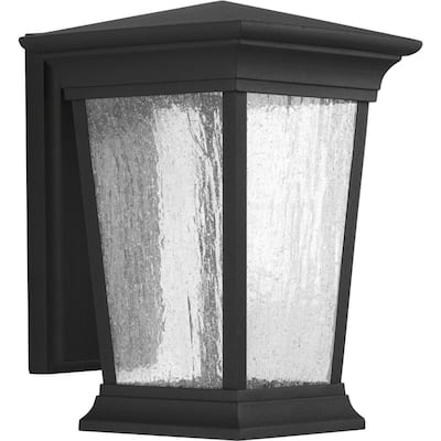 Arrive LED Black Clear Seeded Glass Modern Outdoor Wall Lantern Light