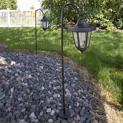 Pure Garden Waterproof Solar LED Black Hanging Coach Lantern-Set of 2